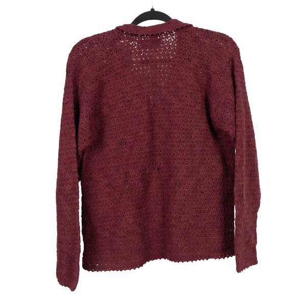 White Stag VTG Cardigan Sweater M Women NEW Burgundy Crochet Button Ramie Cotton - Picture 5 of 5